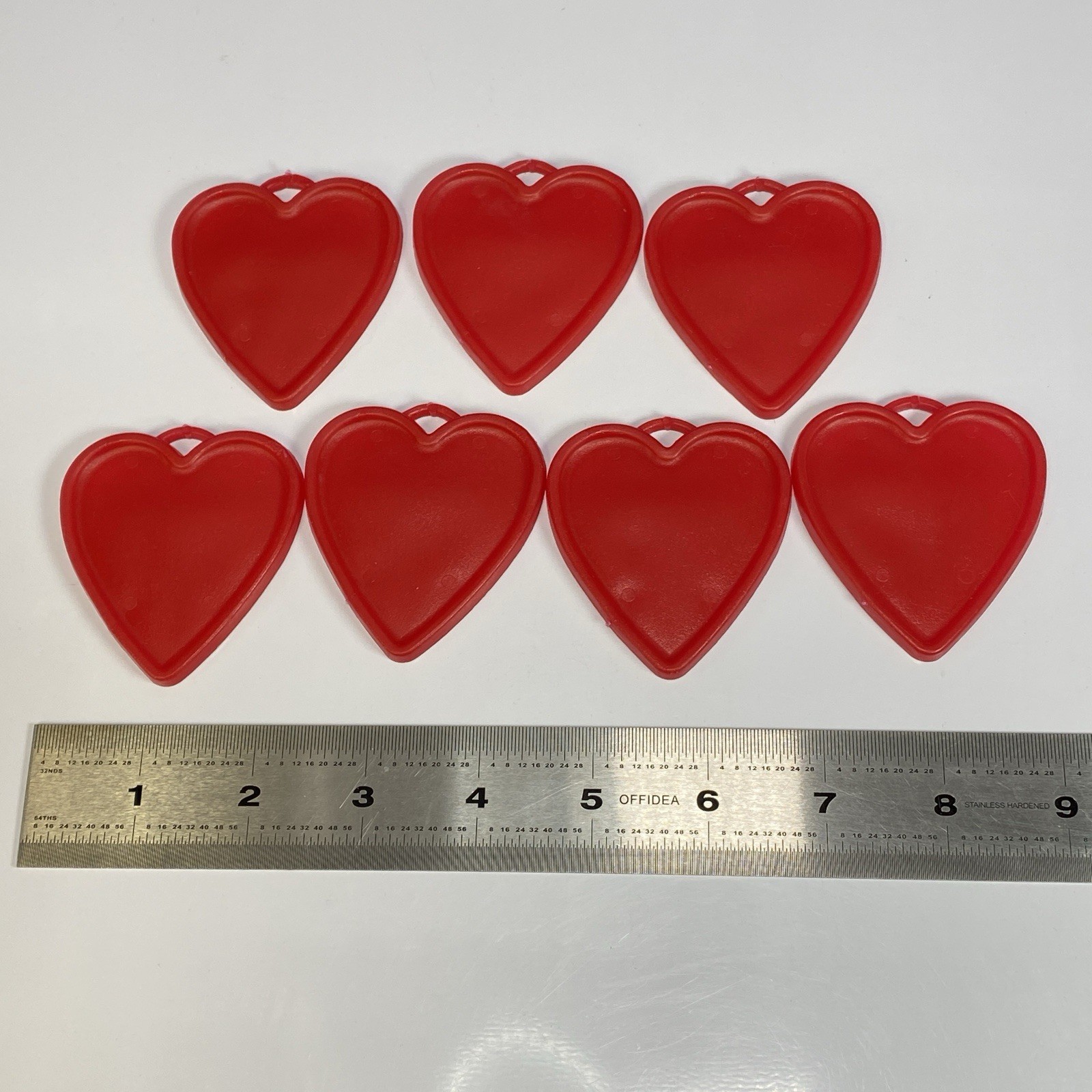 Lot of 7 Vtg Red Plastic Heart Shape Balloon Weights by Premium Balloon