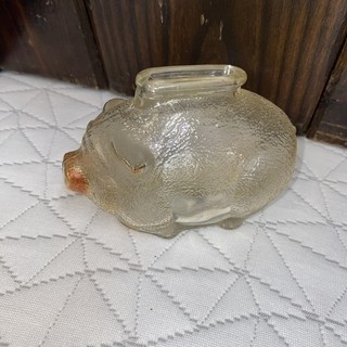 Vintage Anchor Hocking Marigold Carnival Glass Pig Piggy Coin Bank 4 1/2"