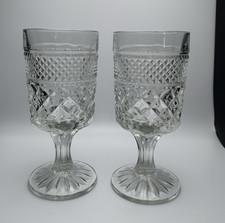 Pair 2 Vintage Anchor Hocking Wexford Water Goblets Clear