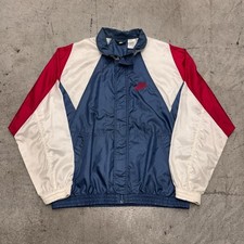 Vintage 90s Nike Colorblock Windbreaker Track Jacket Zip Up Large USA Red Blue