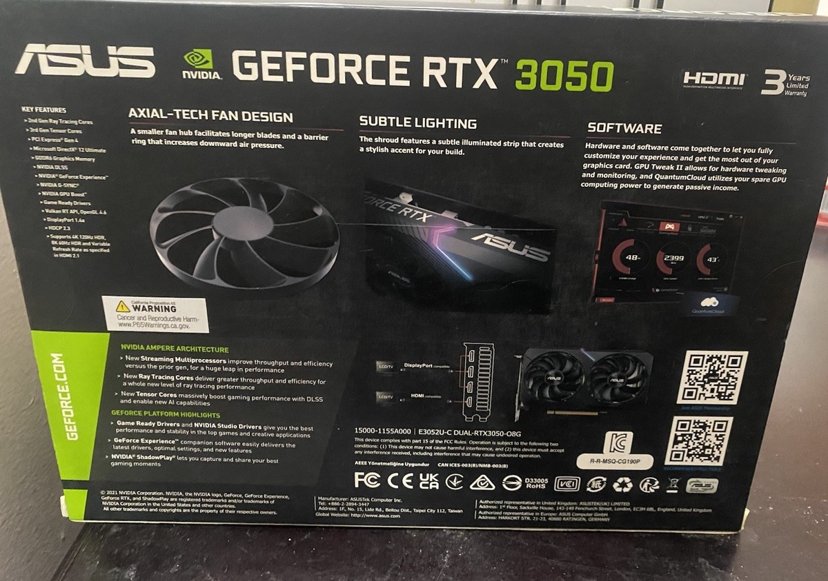 ASUS Dual GeForce RTX 3050 8GB GDDR6 Video Card - (DUAL-RTX3050