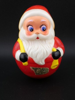 Vintage Christmas Roly Poly Santa Claus Musical Decoration Kidde Hong Kong