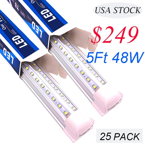 Double Line Led Light 25 PACK LED INTEGRATED 5FT T8 Tube Light Bulbs 48W Double Line CLEAR ...