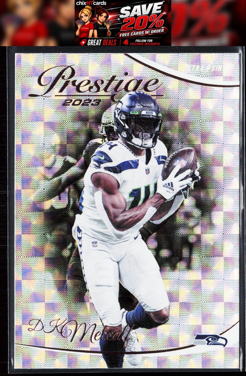 DK Metcalf 2023 Panini Prestige Xtra Points Hyper #265 Seattle Seahawks