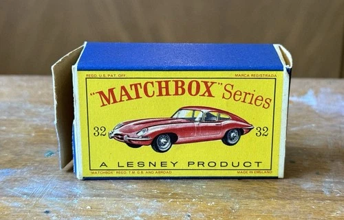 Vintage Lesney Matchbox 32 'E' Type Jaguar Toy Car BOX ONLY