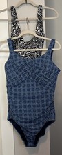 Lands End Women One Piece Swimsuit Ruched Size 12L Long underwire Beach QTY 2