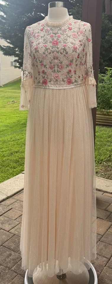 Nuevo Maxi Vestido Aguja e Hilo Mariposa Prado Talla 10 Foto 2 de 4