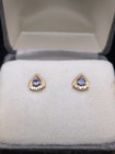 🔥 BALLOU 14K GOLD TANZANITE & DIAMOND STUD EARRINGS NEW IN BOX 2.3 GRAMS SIGNED — photo 1