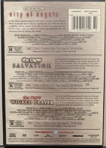The Crow Triple Feature DVD City Of Angels/Salvation/Wicked Prayer - Picture 2 of 3
