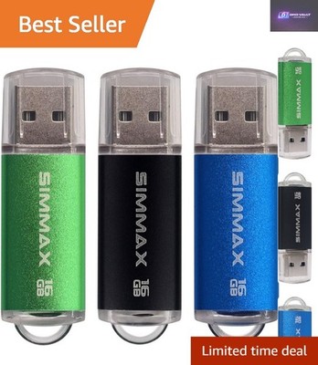 Elegante 3er-Pack 16GB USB 2.0-Flash-Laufwerke in Grün, Schwarz & Blau - leicht