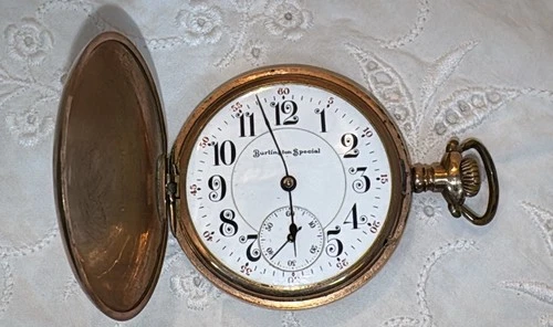 Antique 19 Jewels Illinois Burlington Watch Co Pocket Watch Solid Gold over Comp