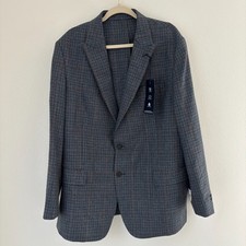 NEW 200 Stafford Blazer Men's 46R Gray Houndstooth Classic Fit Wool Suit Jacket