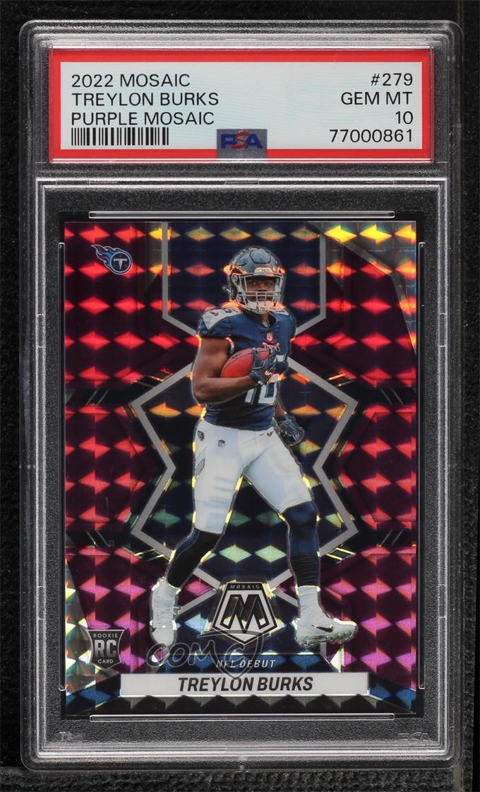 2022 Mosaic NFL Debut Purple Prizm 26/49 Treylon Burks #279 PSA 10 Rookie RC 2l4
