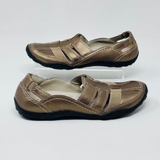 Clarks Loafers Women 7.5 Bronze Cheyn Madi Metallic Leather Strappy Slip On Flat