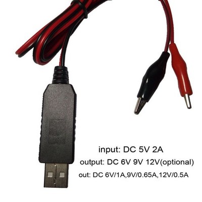 USB Boost Charging Cable 5V Step Up to 6V 9V 12V Adjustable Voltage DC Power