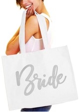 Rhinestone Canvas Bride Tote - Bride to Be Gift Bags JUMBO SIZE 18" x 14" Tot...