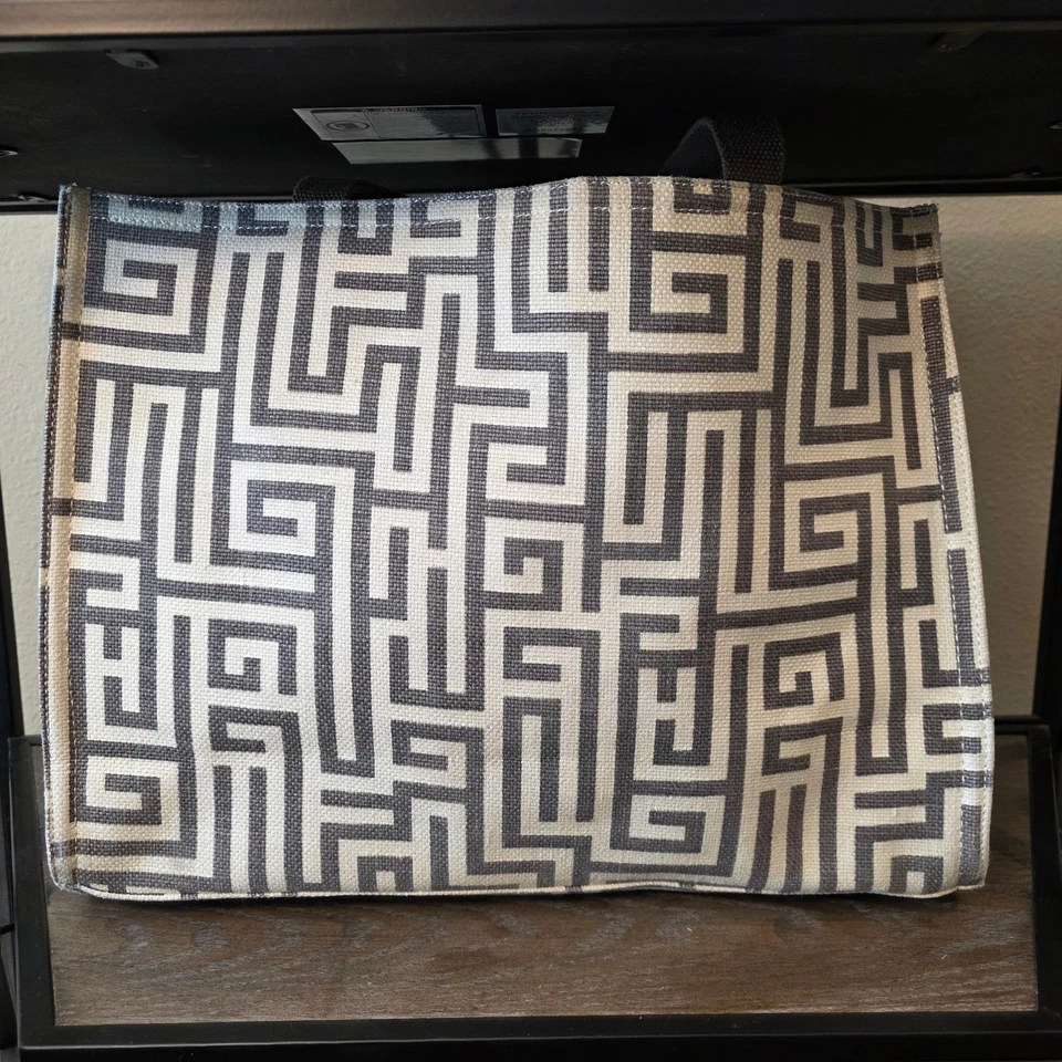 Bolso de Mano Spartina 449 Gris Blanco Estampado Geométrico Playa Viaje Foto 4 de 4