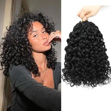 Pre looped Gogo Curl Crochet Hair 12 Inch 8 Packs Pre twisted Short Curly Cro...