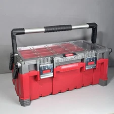 22" Keter Heavy Duty Portable Red Black Cantilever Tool Box w/ Removable Bins