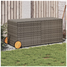 Garden Storage Box 127x55x56/59.5cm Big Grey PE Rattan w/ Steel Frame & Gas Lift