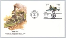 Baltimore, MD John Bull steam locomotive illustration, Fleetwood 1987 22c