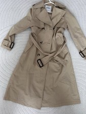 ZARA Damen Trenchcoat Beige Gr. S lang Baumwo...
