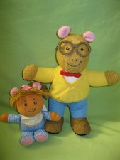 VINTAGE 1996 PBS Hasbro PLAYSKOOL Talking 10" ARTHUR  6" SISTER KATE Plush