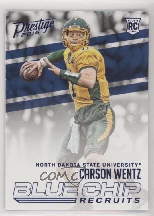 2016 Panini Prestige Blue Chip Recruits Carson Wentz #4 Rookie RC uk2