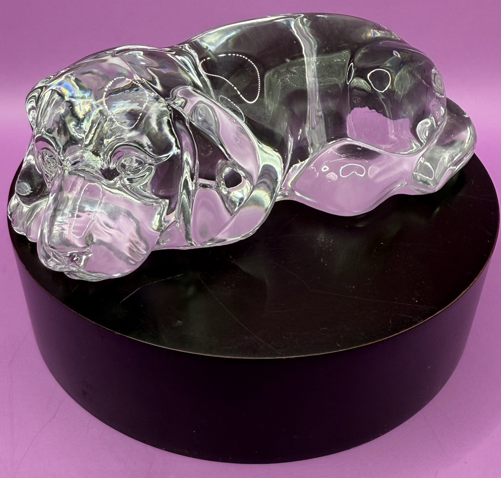 Princess House Puppy Dog Lead Crystal Glass Figurine Paperweight Hand Cooler