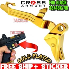 CROSS ARMORY GOLD PLATED & BAR Trigger for GLOCK 17 19 22 23 26 34 GEN 1 2 3 4