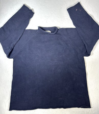Vtg J Crew Sweater Mens 1988 L Blue Roll Neck Cotton Fisherman Heavyweight
