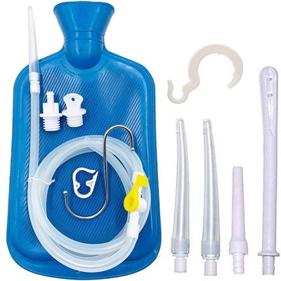 Smokitcen Enema Kit   2L Bag  5.0ft. Long Silicone 1 Piece Set, Blue