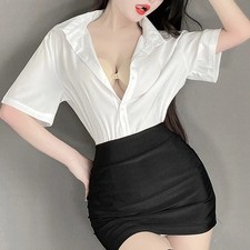 Women Sexy Secretary Uniform Teacher Lingerie Office Lady Cosplay Dress Costume