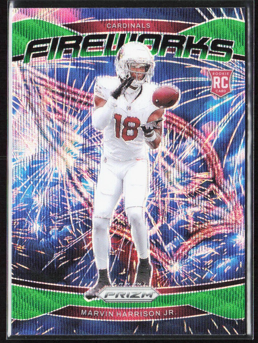 2024 Panini Prizm Marvin Harrison Jr. Fireworks Green Wave Rookie Card #20