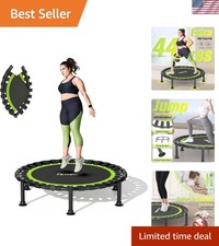 Indoor Rebounder Trampoline - 40  Compact Design with Quiet Bungees