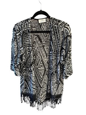 Threads Wrap Black Lightweight Boho Kimono Style 