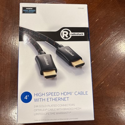 Radio Shack High Speed HDMI 4ft Cable Ethernet Gold-plated Braided Mesh NEW