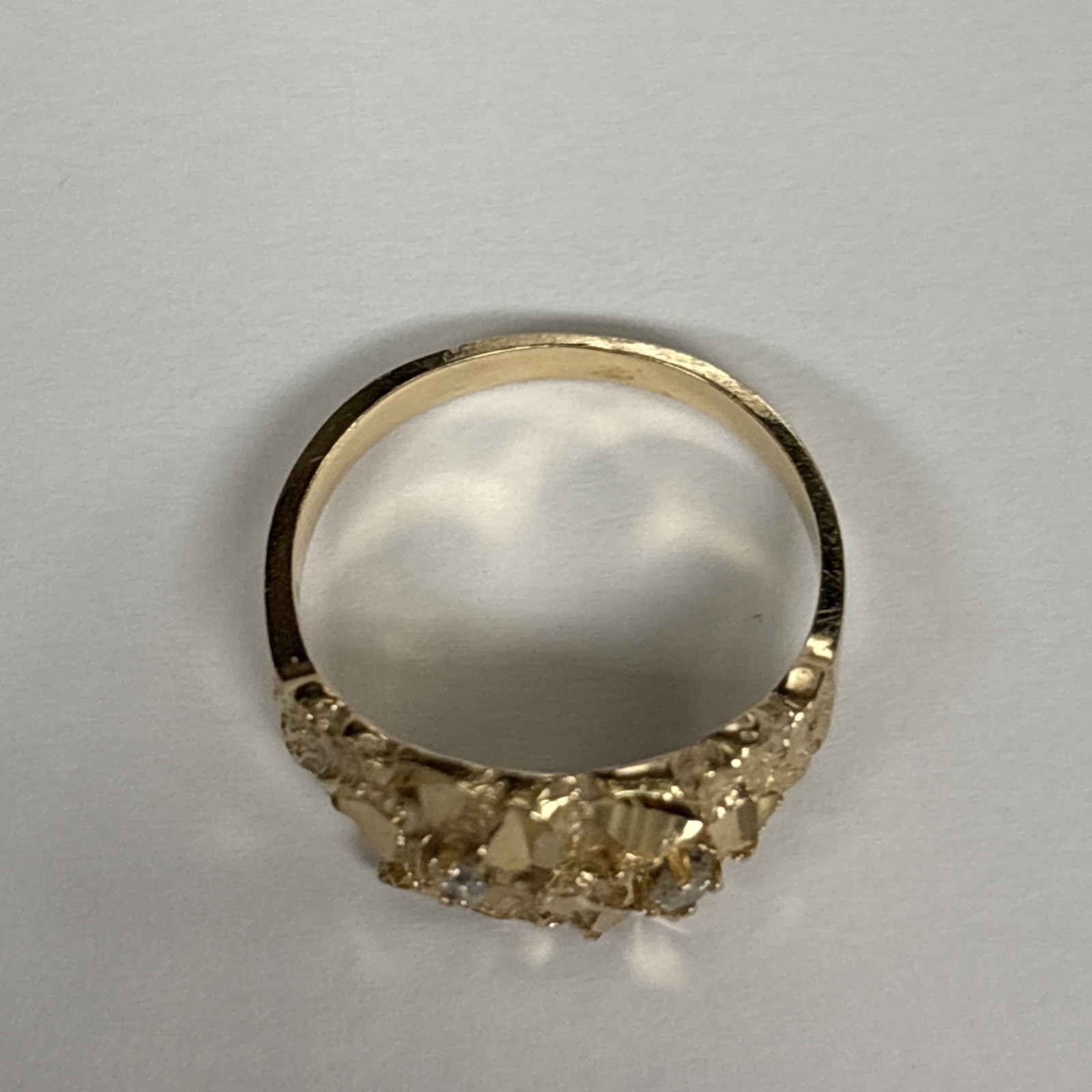 14k Solid Gold Diamond Nugget Ring - image 3