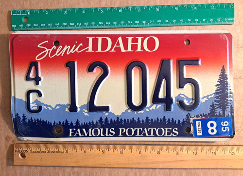 License Plate, Idaho, 1995, Sunset, Big Pine on Right, 4C (Cassia County) 12045