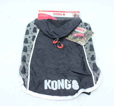 New KONG Outerwear Elements Rain Jacket Reflective Dog Size SMALL 14 -17'' Black