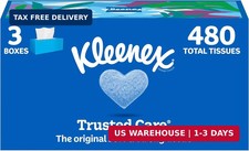 Kleenex Trusted Care Facial Tissues, 3 Flat Boxes, 160 Tissues per Box, 2-Ply 4