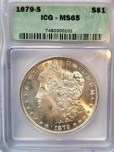 1879-S ICG MS-65 Morgan Silver Dollar, brilliant, close to PL #248