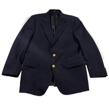 VTG Polo University Club Blazer Mens Ralph Lauren Navy Gold Button 38R USA FLAWS