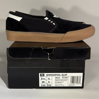 Adidas Shmoofoil Black Suede White Gum Slip-On Men's Size 5.5 JH8140 NEW DMG BOX