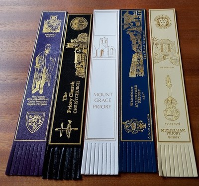 5 x Mixed England Priory      Vintage Leather Bookmark Bundle EX FRONT B180