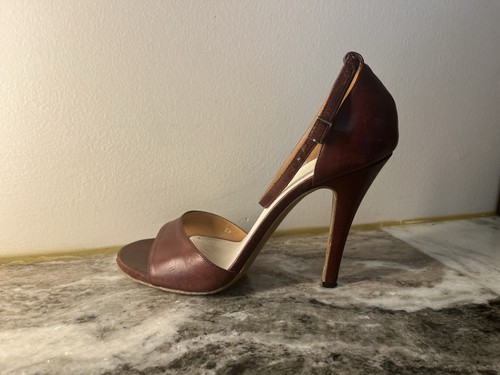 Maison Martin Margiela Dark Brown Fine Leather Heels Ankle Strap Size 39 XL Cond