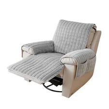 Plush Recliner Slipcover 30 Inches Washable Chair Covers Artificial 30" Grizzly