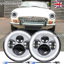 Pair 7Inch Round LED Headlights Halo Projector DRL Lamps fit MG MGB GT 1966-1980