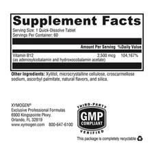 XYMOGEN Adeno+Hydroxo B12 (2,500 mcg) – Quick-Dissolve Lozenges for Cognitive Su