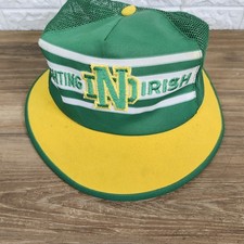 Vtg 80s NOTRE DAME Fighting Irish Mesh Snapback Extra Wide Brim Rare USA Made